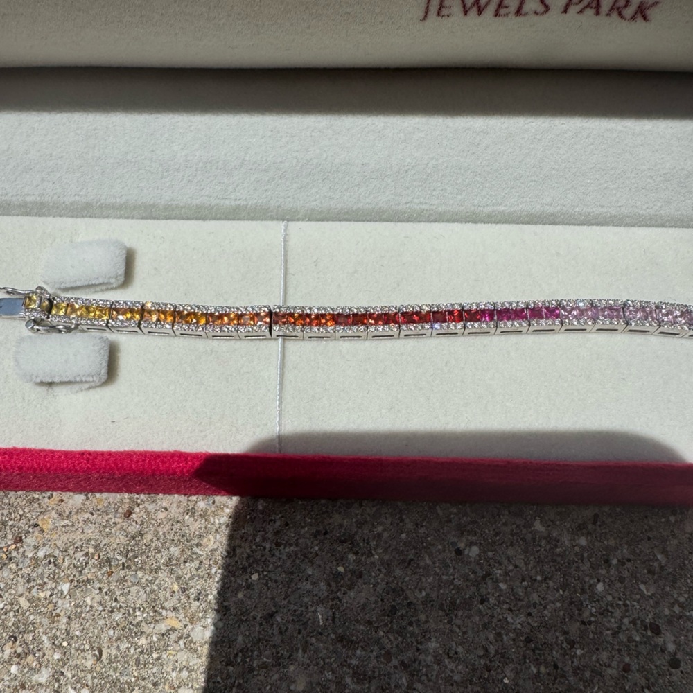 Diamond and sapphire rainbow bracelet